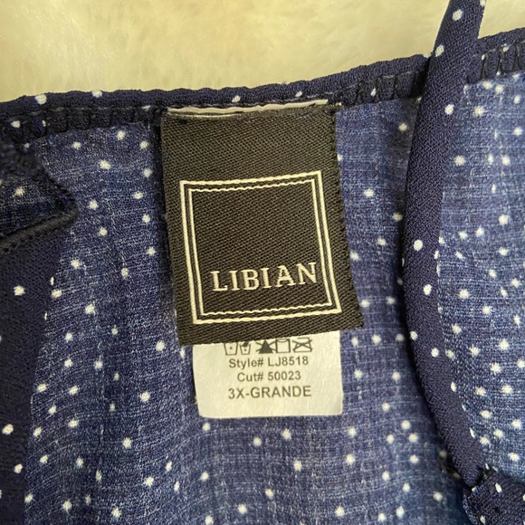 Navy scattered dot dress with long sleeves Size3xl - Picture 3 of 5